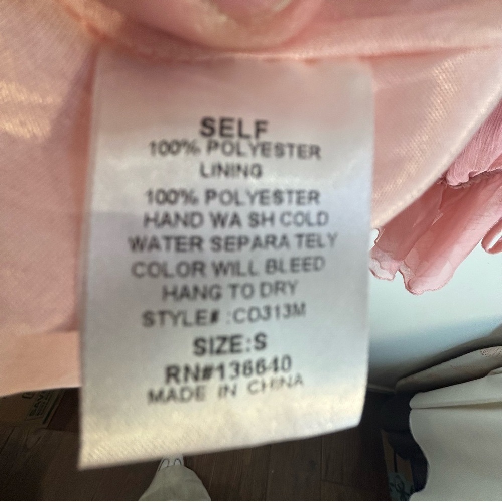 L'ATISTE Sz S Blush Pink Sheer Dress with Ruffles And Balloon Sleeves Lined Ties - Picture 9 of 12